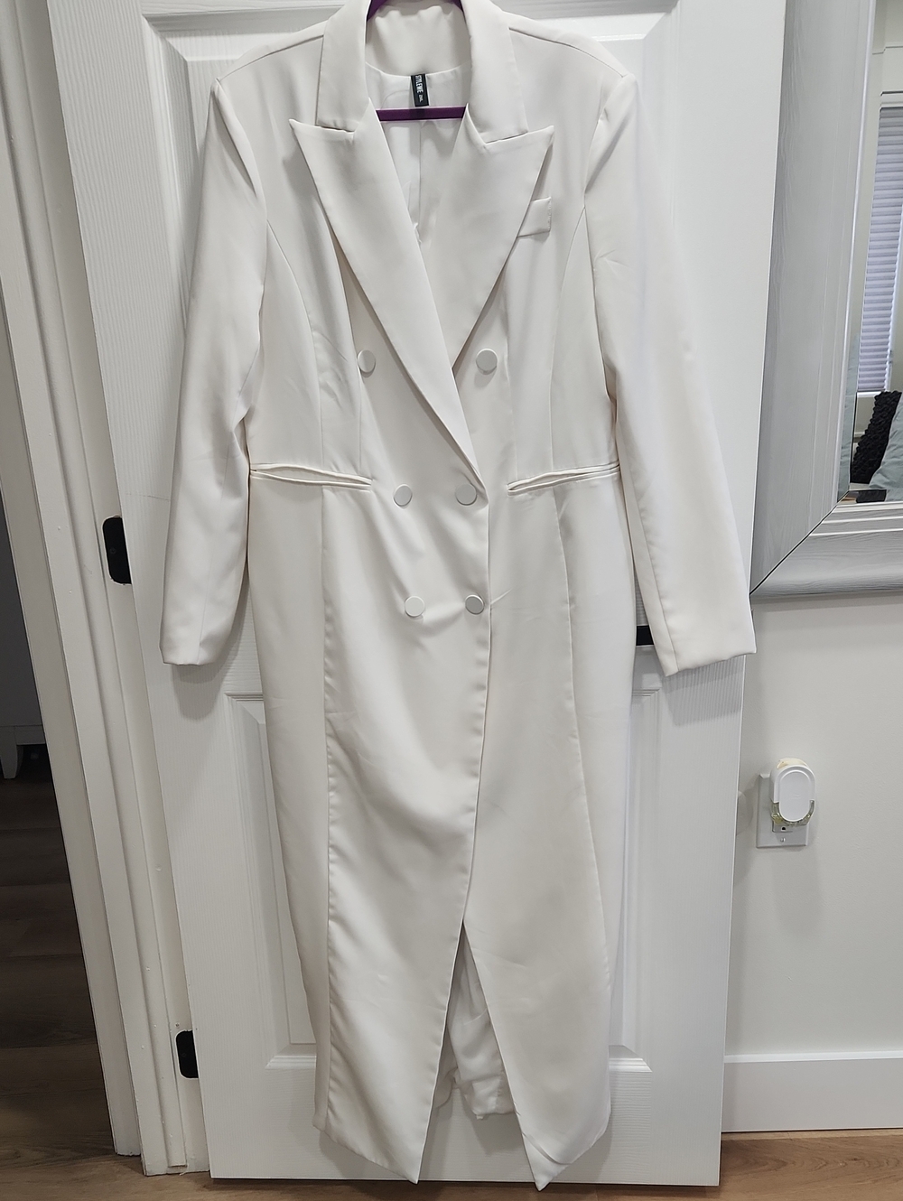 STYLEWE Double-Breasted Cream Tuxedo-Style Coatdress Sz. 2X (Fits Like a 1X).